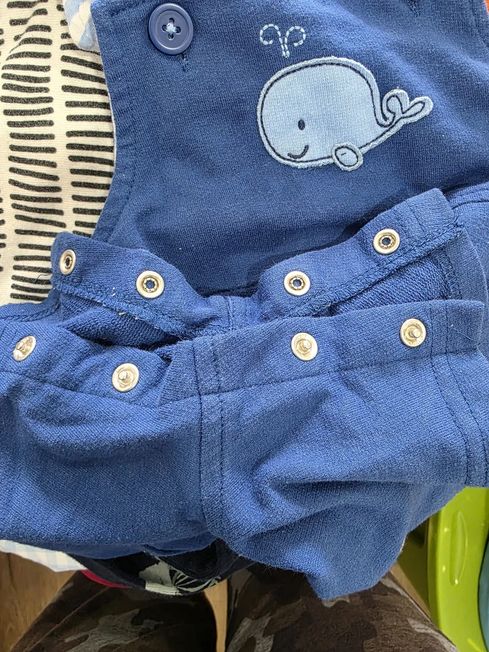 Blue Whale Embroidered Baby Overalls - Kids